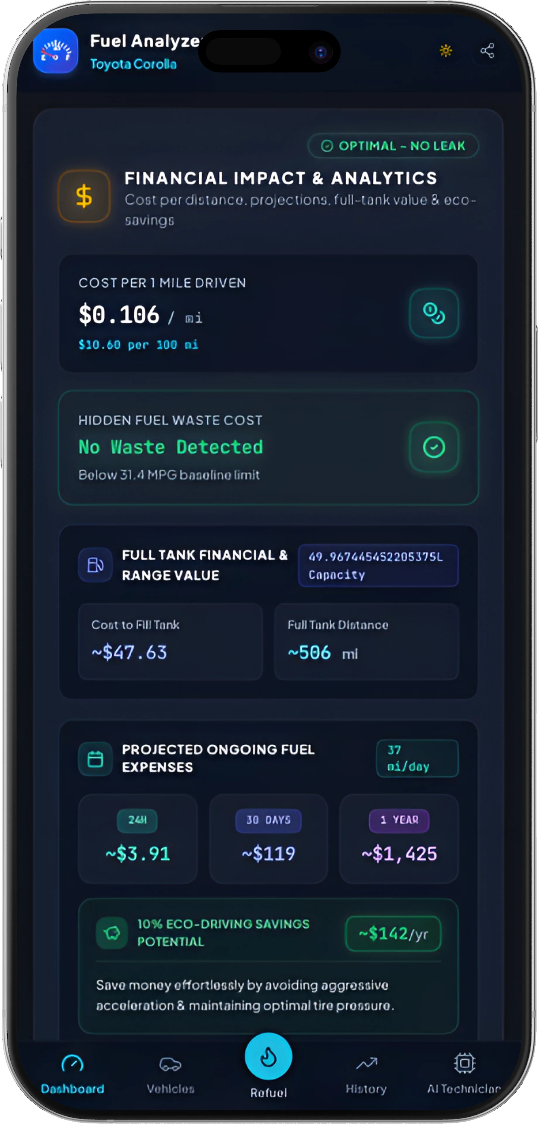 Fuel Economy Tracker App Preview