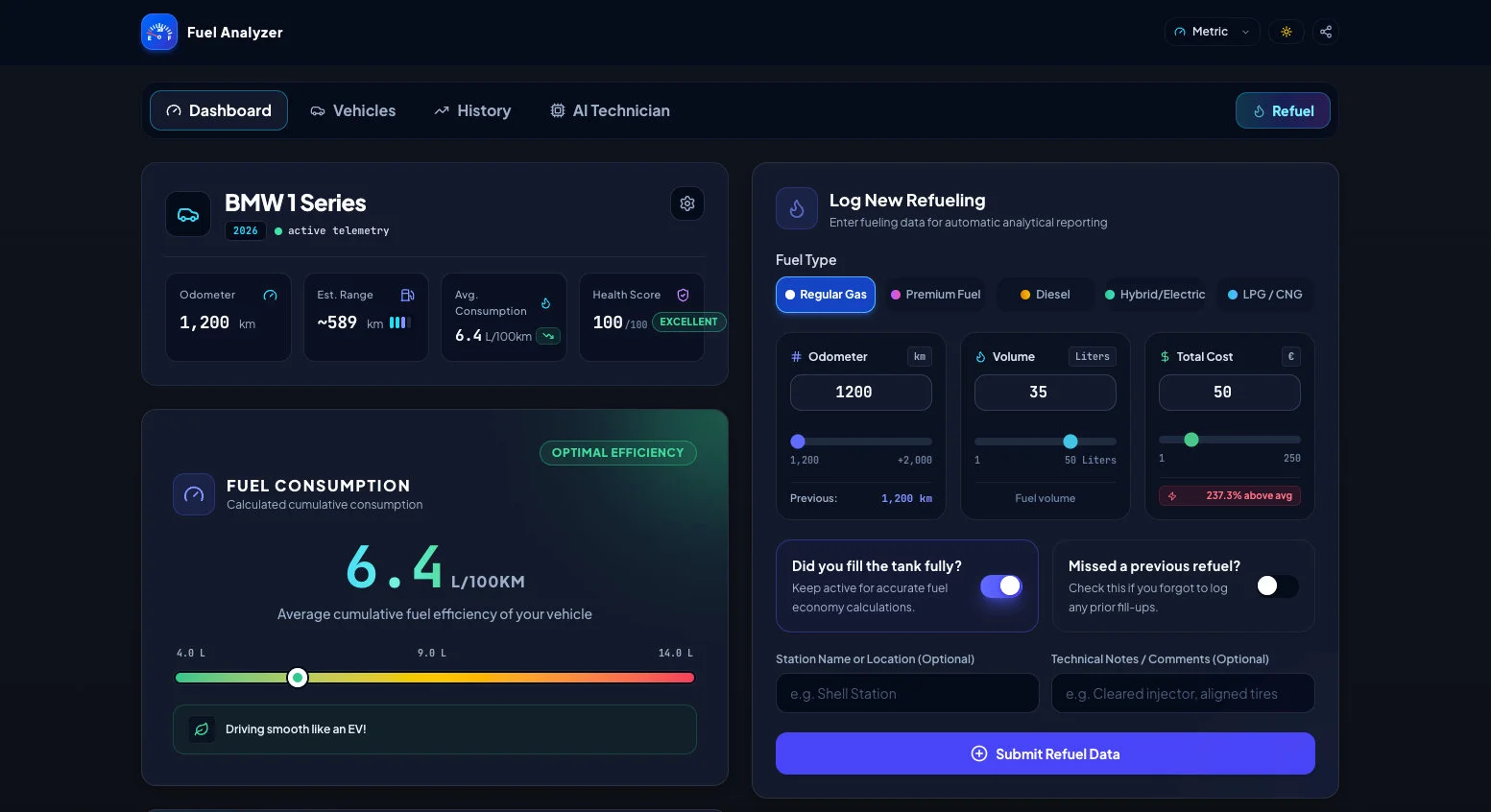 Fuel Analyzer Desktop Interface